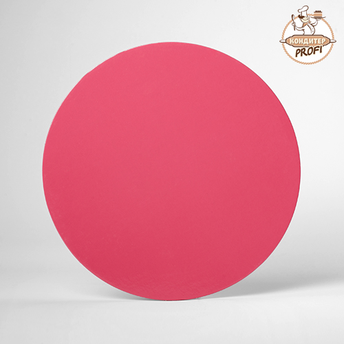 Подложка под торт Розовая/Белая 3мм, диаметр 340мм (1шт.)
