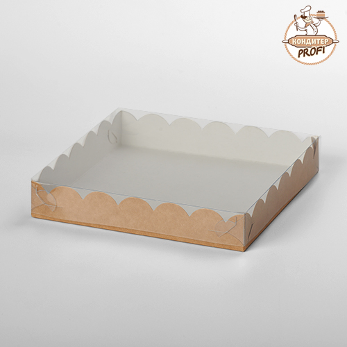 Картонная упаковка для печенья и пряников - "Крафт" 200х200х35мм (1 шт.)