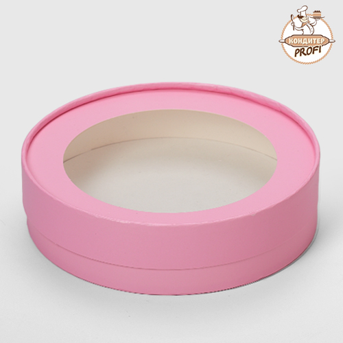 Картонная упаковка для 8 конфет круглая 16,5х3,5 см. (РОЗОВАЯ матовая) (1шт.)