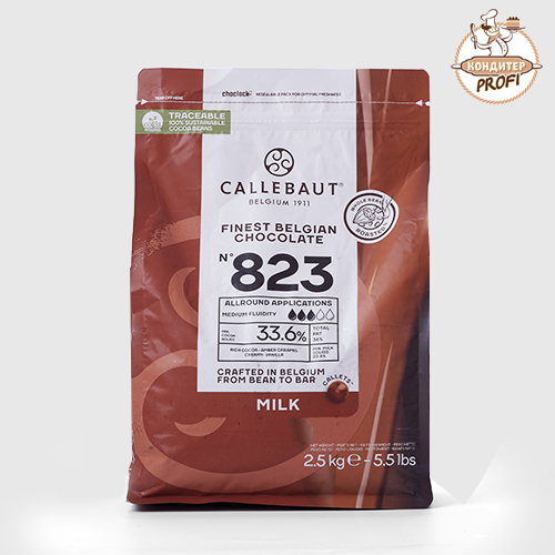 Шоколад CALLEBAUT - "Молочный, Диски 33,6%" (823NV-T70) (Упаковка 2.5 кг.)(1кг.)