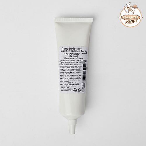 Мастика сахарная "ВАНИЛЬНАЯ" "Кружево" Белый (Тюбик 100гр.)