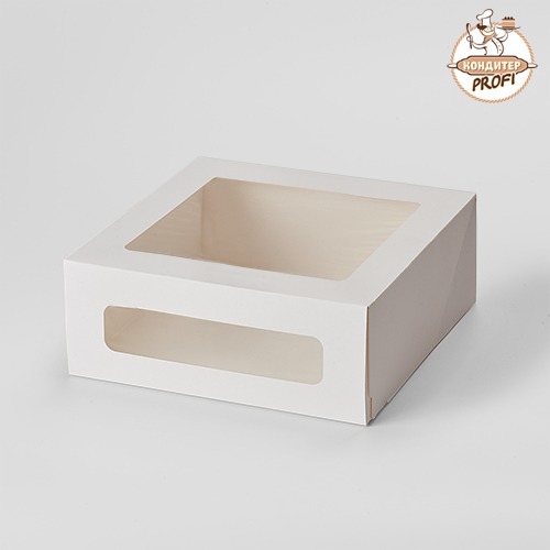 Упаковка для выпечки с боковым окном CAKE Window- "Белая, 180х180х100см "(135шт/кор.)(1шт.) 