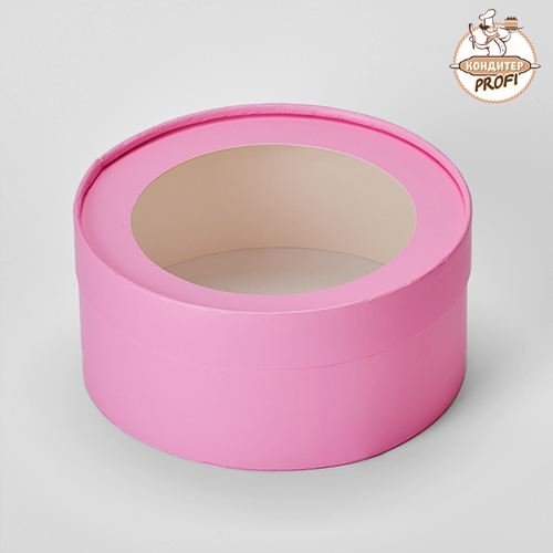 Картонная упаковка круглая 16х7 см. "Розовая матовая" (1шт.)