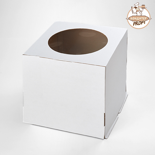 Картонная упаковка для торта с окном PASTICCIERE - "Белая, 30х30х30см" (1шт.)