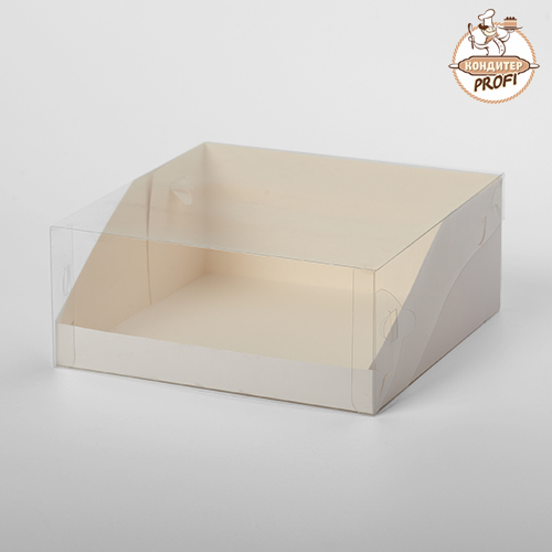 Картонная упаковка для торта с окном прозр. крышка - "Белая, 22,5х22,5х10 cм."  (1 шт.)