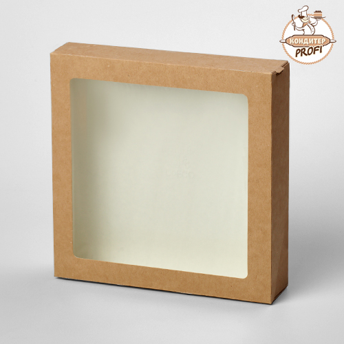 Упаковка с окном ЭКО - "Крафт, Контейнер на вынос (20х20х5) - 1500 мл." (ECOTABOX1500-GDC)(1шт.)