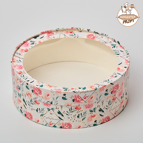 Картонная упаковка круглая 20х7 см. Роза (1шт.)