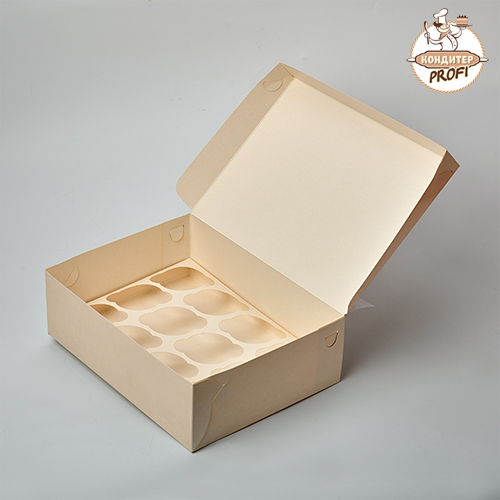 Картонная упаковка для капкейков PASTICCIERE - "Белая, 12 ячеек" (CUPCAKE12-GDC) (1шт)