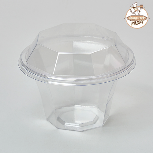 Креманка с крышкой №28 Восьмигран 290мл, пластик 1шт (Китай)