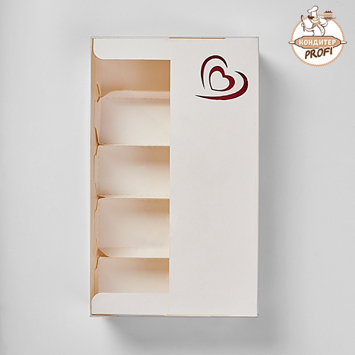 Картонная упаковка для эскимо и эклеров с пластиковой крышкой (5) 250х150х50см (1шт)