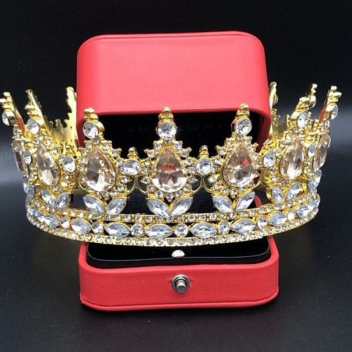 Корона 14*5,5см Золото/Стразы+Жёлт, металл 1шт (Китай)