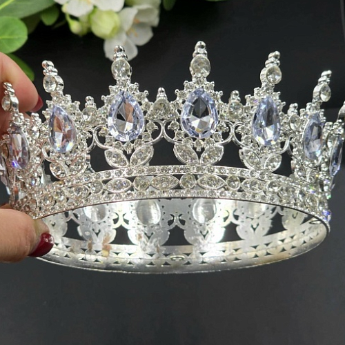 Корона Серебро/стразы металл 14х5,5см Китай А2604/5 (1шт)