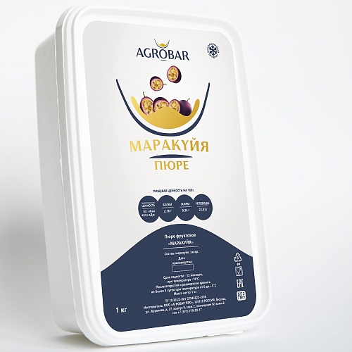 Пюре "АГРОБАР" МАРАКУЙЯ с/м, 90% фруктов,10% сахара (1 кг. )