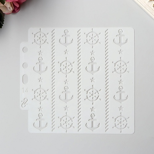 Трафарет пластик "Якоря и штурвалы" 13х14см (1шт)