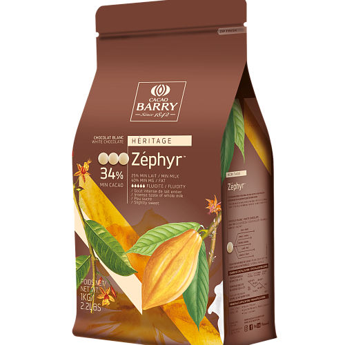 Шоколад CACAO BARRY ZEPHYR Зефир - "Белый" 34,0% (Пакет 1кг.)