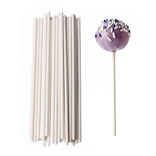 Палочки для кейк-попсов бумажные 15 см, Белые А81  (50шт.)