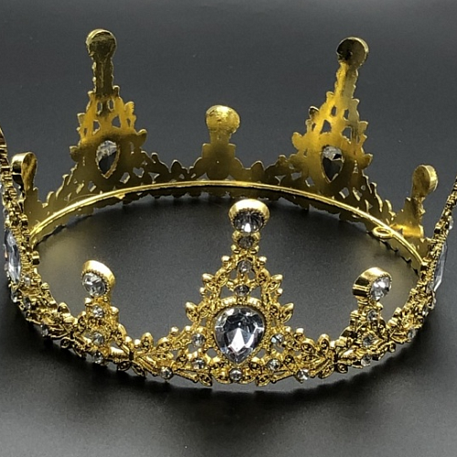 Корона принцессы со стразами Золото 12,5х6см металл Китай (1шт)