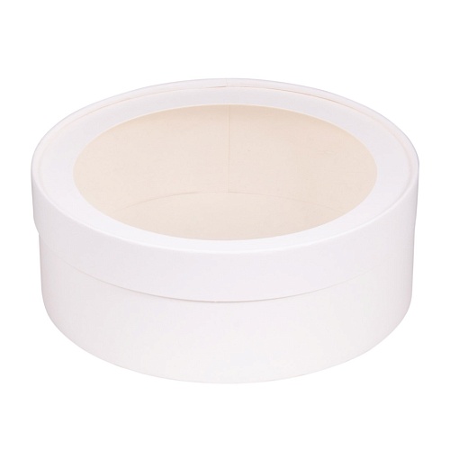 Картонная упаковка круглая 20х7 см. "Белая" (1шт.)