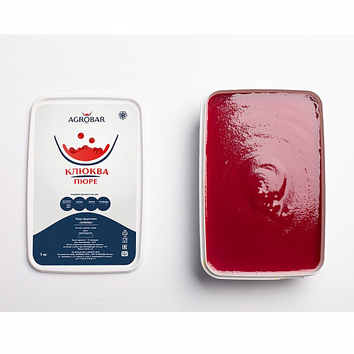 Пюре "АГРОБАР" КЛЮКВА 90% фруктов, 10% сахара, Россия (1 кг.)