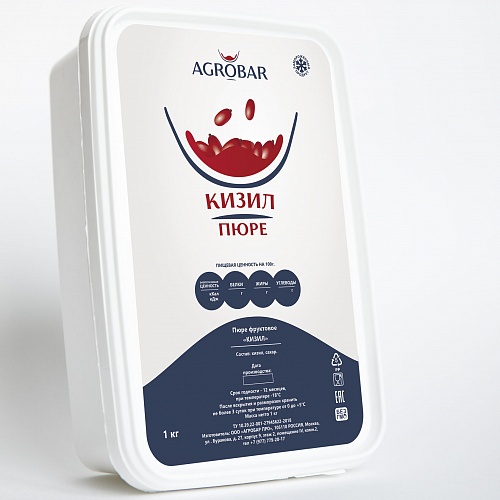 Пюре "АГРОБАР" КИЗИЛ 90% фруктов, 8% сахара, Россия (1кг.)
