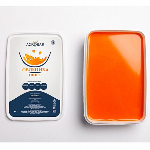 Пюре "АГРОБАР" ОБЛЕПИХА  90% фруктов 9 % сахара Россия (1кг.)